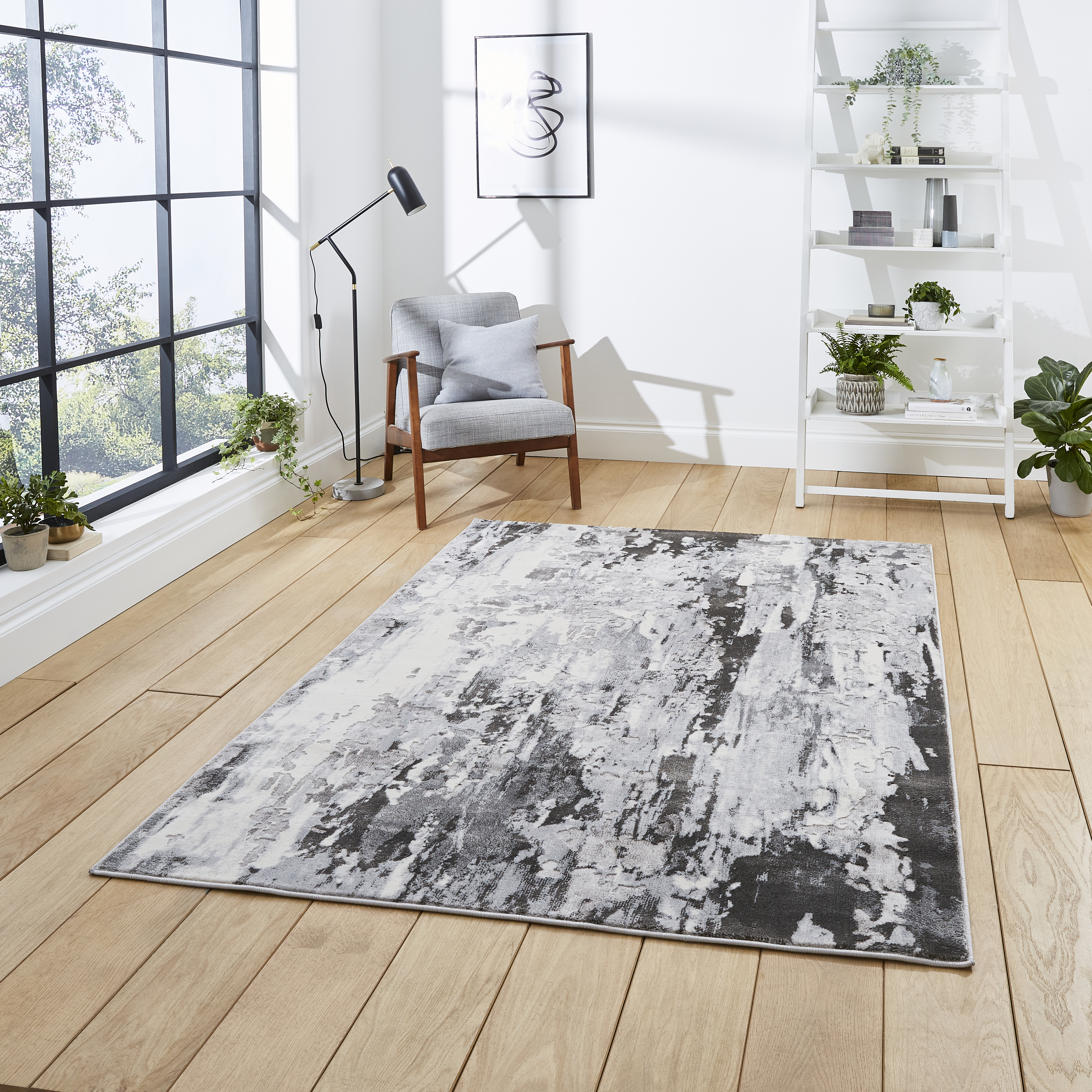 Apollo Gr580 Modern Abstract Distressed Rugs In Grey